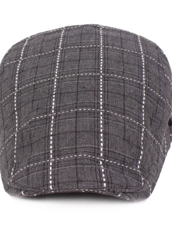 Clearance OUKU Men's Flat Cap Blue Light Grey Cotton Streetwear Stylish 1920s Fashion Outdoor Daily Going out Lattice Warm