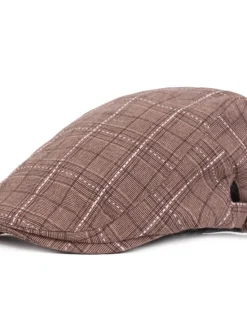 Clearance OUKU Men's Flat Cap Blue Light Grey Cotton Streetwear Stylish 1920s Fashion Outdoor Daily Going out Lattice Warm