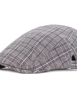 Clearance OUKU Men's Flat Cap Blue Light Grey Cotton Streetwear Stylish 1920s Fashion Outdoor Daily Going out Lattice Warm