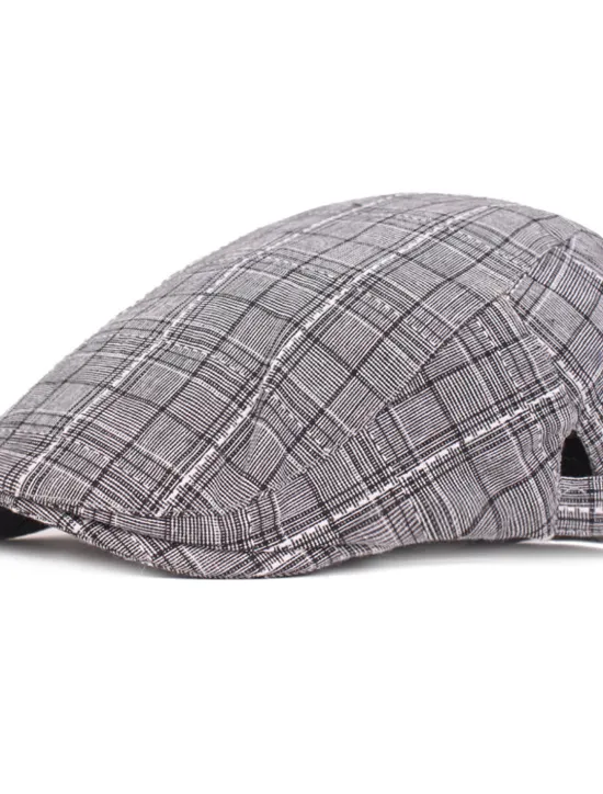 Clearance OUKU Men's Flat Cap Blue Light Grey Cotton Streetwear Stylish 1920s Fashion Outdoor Daily Going out Lattice Warm