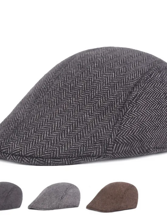 Hot OUKU Men's Flat Cap Light Grey Dark Gray Cotton Streetwear Stylish 1920s Fashion Outdoor Daily Going out Graphic Prints Warm