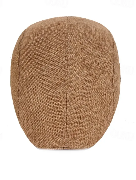 Discount OUKU Men's Flat Cap Light Yellow Black Cotton and Linen Streetwear Stylish 1920s Fashion Outdoor Daily Going out Plain Warm