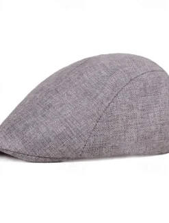 Discount OUKU Men's Flat Cap Light Yellow Black Cotton and Linen Streetwear Stylish 1920s Fashion Outdoor Daily Going out Plain Warm