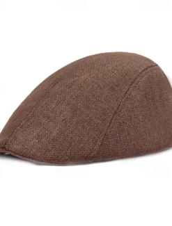 Discount OUKU Men's Flat Cap Light Yellow Black Cotton and Linen Streetwear Stylish 1920s Fashion Outdoor Daily Going out Plain Warm