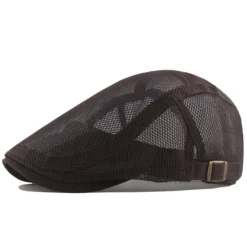 Sale OUKU Men's Flat Cap Newsboy Cap Newsboy Hat Black Deep Blue Polycotton Travel Beach Outdoor Vacation Plain Adjustable Fashion