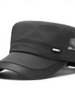 Discount OUKU Men's Flat Cap Sun Hat Trucker Hat Black Deep Blue Polyester Mesh Patchwork Fashion Casual Street Daily Plain Adjustable Sunscreen Breathable