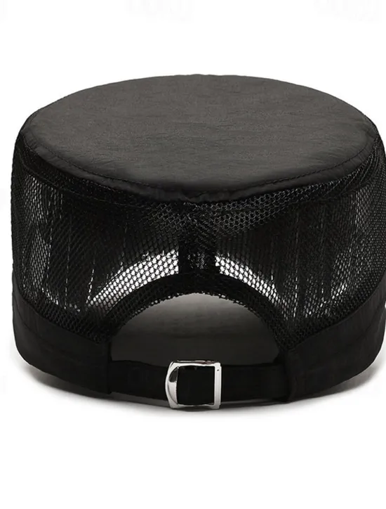 Discount OUKU Men's Flat Cap Sun Hat Trucker Hat Black Deep Blue Polyester Mesh Patchwork Fashion Casual Street Daily Plain Adjustable Sunscreen Breathable