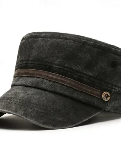 Online OUKU Men's Flat Cap Sun Hat Trucker Hat Navy Blue khaki Cotton Fashion Casual Street Daily Solid Color Adjustable Sunscreen Breathable