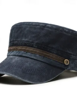 Online OUKU Men's Flat Cap Sun Hat Trucker Hat Navy Blue khaki Cotton Fashion Casual Street Daily Solid Color Adjustable Sunscreen Breathable