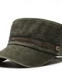 Online OUKU Men's Flat Cap Sun Hat Trucker Hat Navy Blue khaki Cotton Fashion Casual Street Daily Solid Color Adjustable Sunscreen Breathable