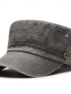 Online OUKU Men's Flat Cap Sun Hat Trucker Hat Navy Blue khaki Cotton Fashion Casual Street Daily Solid Color Adjustable Sunscreen Breathable