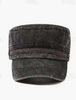 Online OUKU Men's Flat Cap Sun Hat Trucker Hat Navy Blue khaki Cotton Fashion Casual Street Daily Solid Color Adjustable Sunscreen Breathable