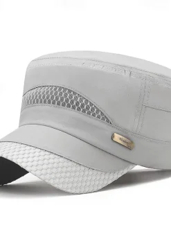OUKU Men's Flat Cap Sun Hat Trucker Hat Navy Blue Blue Polyester Fashion Casual Street Daily Plain Adjustable Sunscreen Breathable