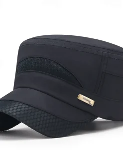 OUKU Men's Flat Cap Sun Hat Trucker Hat Navy Blue Blue Polyester Fashion Casual Street Daily Plain Adjustable Sunscreen Breathable