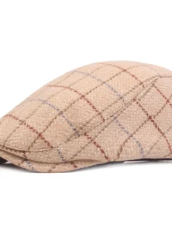 Online OUKU Men's Flat Cap Tweed Cap Brown Beige Cotton Streetwear Stylish 1920s Fashion Outdoor Daily Going out Stripe Warm
