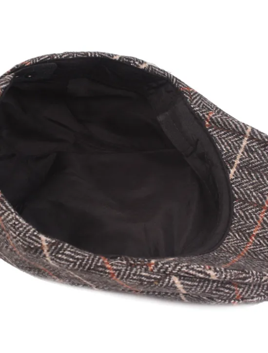 Online OUKU Men's Flat Cap Tweed Cap Brown Beige Cotton Streetwear Stylish 1920s Fashion Outdoor Daily Going out Stripe Warm