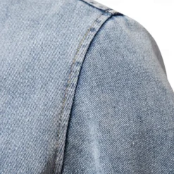 Outlet OUKU Men's Fleece Jacket Jean Jacket Denim Jacket Casual Daily Fall & Winter Color Block Casual Lapel Regular Dark Gray Dark Blue Light Blue Jacket