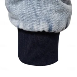 Outlet OUKU Men's Fleece Jacket Jean Jacket Denim Jacket Casual Daily Fall & Winter Color Block Casual Lapel Regular Dark Gray Dark Blue Light Blue Jacket