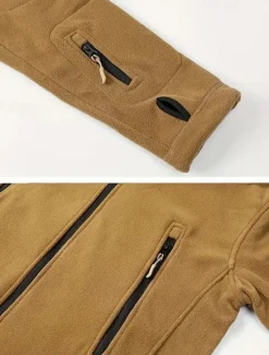 Best OUKU Men's Fleece Jacket Military Jacket Tactical Jacket Daily Vacation Thermal Warm Pocket Fleece Fall & Winter Plain Fashion Streetwear Hooded Regular Black Khaki Army Green Gray Jacket