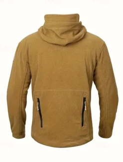 Best OUKU Men's Fleece Jacket Military Jacket Tactical Jacket Daily Vacation Thermal Warm Pocket Fleece Fall & Winter Plain Fashion Streetwear Hooded Regular Black Khaki Army Green Gray Jacket