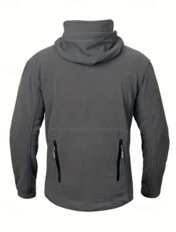 Best OUKU Men's Fleece Jacket Military Jacket Tactical Jacket Daily Vacation Thermal Warm Pocket Fleece Fall & Winter Plain Fashion Streetwear Hooded Regular Black Khaki Army Green Gray Jacket