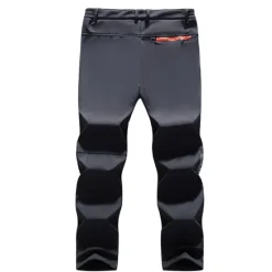 Hot OUKU Men's Fleece Lined Pants Black Trousers Waterproof Softshell Pants Winter Outdoor Windproof Thermal Warm 4 Zipper Pocket Elastic Waist Lightweight Bottoms Navy Climbing Traveling Ski / Snowboard