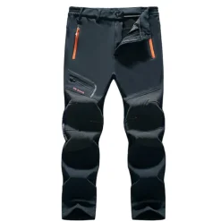 Hot OUKU Men's Fleece Lined Pants Black Trousers Waterproof Softshell Pants Winter Outdoor Windproof Thermal Warm 4 Zipper Pocket Elastic Waist Lightweight Bottoms Navy Climbing Traveling Ski / Snowboard