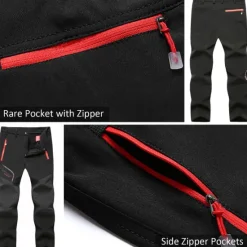 Hot OUKU Men's Fleece Lined Pants Black Trousers Waterproof Softshell Pants Winter Outdoor Windproof Thermal Warm 4 Zipper Pocket Elastic Waist Lightweight Bottoms Navy Climbing Traveling Ski / Snowboard