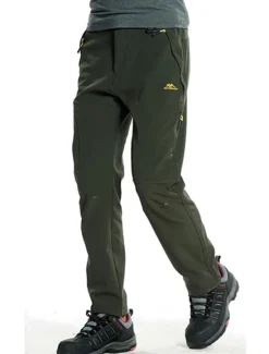 Discount OUKU Men's Fleece Lined Pants Hiking Pants Trousers Softshell Pants Winter Outdoor Thermal Warm Waterproof Windproof Insulated Lightweight Bottoms 5 Zipper Pockets Elastic Waist Pants Skiing Snowboard