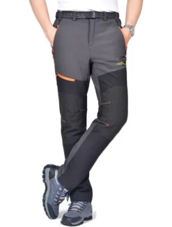 Discount OUKU Men's Fleece Lined Pants Hiking Pants Trousers Softshell Pants Winter Outdoor Thermal Warm Waterproof Windproof Insulated Lightweight Bottoms 5 Zipper Pockets Elastic Waist Pants Skiing Snowboard