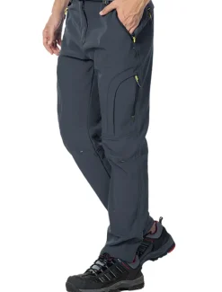 Discount OUKU Men's Fleece Lined Pants Hiking Pants Trousers Softshell Pants Winter Outdoor Thermal Warm Waterproof Windproof Insulated Lightweight Bottoms 5 Zipper Pockets Elastic Waist Pants Skiing Snowboard