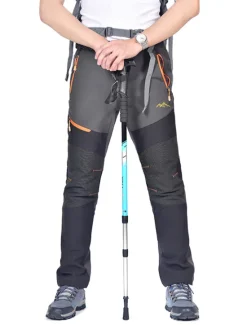 Discount OUKU Men's Fleece Lined Pants Hiking Pants Trousers Softshell Pants Winter Outdoor Thermal Warm Waterproof Windproof Insulated Lightweight Bottoms 5 Zipper Pockets Elastic Waist Pants Skiing Snowboard