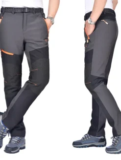 Discount OUKU Men's Fleece Lined Pants Hiking Pants Trousers Softshell Pants Winter Outdoor Thermal Warm Waterproof Windproof Insulated Lightweight Bottoms 5 Zipper Pockets Elastic Waist Pants Skiing Snowboard