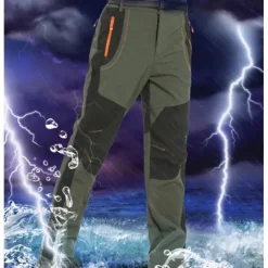 Clearance OUKU Men's Fleece Lined Pants Waterproof Hiking Pants Trousers Softshell Pants Winter Outdoor Thermal Warm Windproof Fleece Lining Pants / Trousers Bottoms Army Green Gray Black Hunting Fishing Climbing