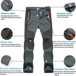 Clearance OUKU Men's Fleece Lined Pants Waterproof Hiking Pants Trousers Softshell Pants Winter Outdoor Thermal Warm Windproof Fleece Lining Pants / Trousers Bottoms Army Green Gray Black Hunting Fishing Climbing