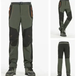 Clearance OUKU Men's Fleece Lined Pants Waterproof Hiking Pants Trousers Softshell Pants Winter Outdoor Thermal Warm Windproof Fleece Lining Pants / Trousers Bottoms Army Green Gray Black Hunting Fishing Climbing