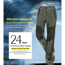 Clearance OUKU Men's Fleece Lined Pants Waterproof Hiking Pants Trousers Softshell Pants Winter Outdoor Thermal Warm Windproof Fleece Lining Pants / Trousers Bottoms Army Green Gray Black Hunting Fishing Climbing