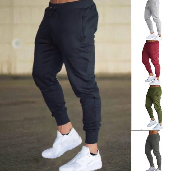 Online OUKU Men's Fleece Pants Sweatpants Joggers Workout Pants Track Pants Pocket Elastic Waist Solid Color Lightweight Casual Daily Trousers Athletic Blackine White