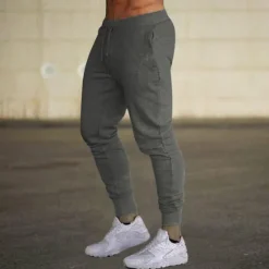 Online OUKU Men's Fleece Pants Sweatpants Joggers Workout Pants Track Pants Pocket Elastic Waist Solid Color Lightweight Casual Daily Trousers Athletic Blackine White