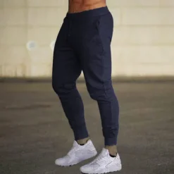 Online OUKU Men's Fleece Pants Sweatpants Joggers Workout Pants Track Pants Pocket Elastic Waist Solid Color Lightweight Casual Daily Trousers Athletic Blackine White