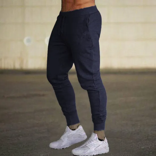 Online OUKU Men's Fleece Pants Sweatpants Joggers Workout Pants Track Pants Pocket Elastic Waist Solid Color Lightweight Casual Daily Trousers Athletic Blackine White