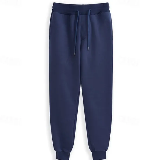 Online OUKU Men's Fleece Pants Sweatpants Joggers Workout Pants Track Pants Pocket Elastic Waist Solid Color Lightweight Casual Daily Trousers Athletic Blackine White