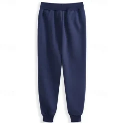 Online OUKU Men's Fleece Pants Sweatpants Joggers Workout Pants Track Pants Pocket Elastic Waist Solid Color Lightweight Casual Daily Trousers Athletic Blackine White