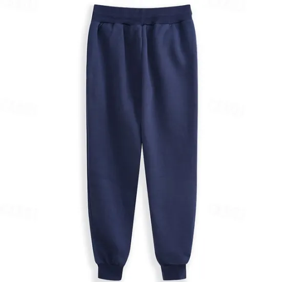 Online OUKU Men's Fleece Pants Sweatpants Joggers Workout Pants Track Pants Pocket Elastic Waist Solid Color Lightweight Casual Daily Trousers Athletic Blackine White