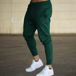 Online OUKU Men's Fleece Pants Sweatpants Joggers Workout Pants Track Pants Pocket Elastic Waist Solid Color Lightweight Casual Daily Trousers Athletic Blackine White