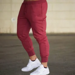 Online OUKU Men's Fleece Pants Sweatpants Joggers Workout Pants Track Pants Pocket Elastic Waist Solid Color Lightweight Casual Daily Trousers Athletic Blackine White