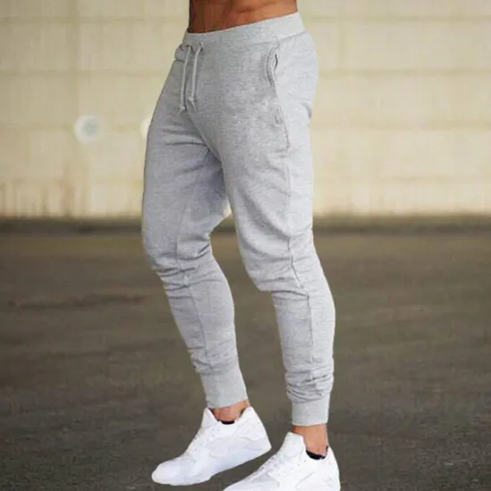 Online OUKU Men's Fleece Pants Sweatpants Joggers Workout Pants Track Pants Pocket Elastic Waist Solid Color Lightweight Casual Daily Trousers Athletic Blackine White