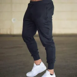 Online OUKU Men's Fleece Pants Sweatpants Joggers Workout Pants Track Pants Pocket Elastic Waist Solid Color Lightweight Casual Daily Trousers Athletic Blackine White