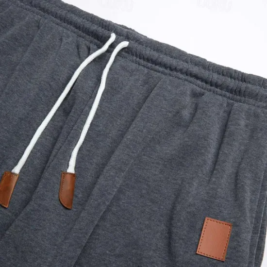 Online OUKU Men's Fleece Pants Sweatpants Joggers Trousers Pocket Plain Comfort Breathable Outdoor Daily Going out Fashion Casual Black Army Green
