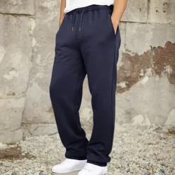 Outlet OUKU Men's Fleece Pants Sweatpants Trousers Straight Leg Sweatpants Drawstring Elastic Waist Baggy Plain Comfort Warm Full Length Outdoor Casual Daily Sports Fashion Black Navy Blue Micro-elastic